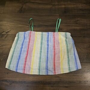 Urban Outfitters Rainbow Striped Linen Gauze Crop Tank S Cami Y2K Summer